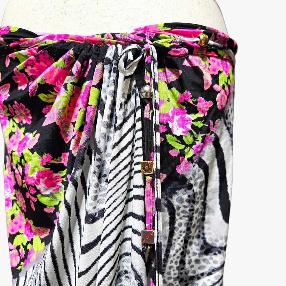 Y2k Roberto Cavalli Freedom Set Wrap Sarong Skirt & Mesh Top - Size Small - Picture 7 of 8